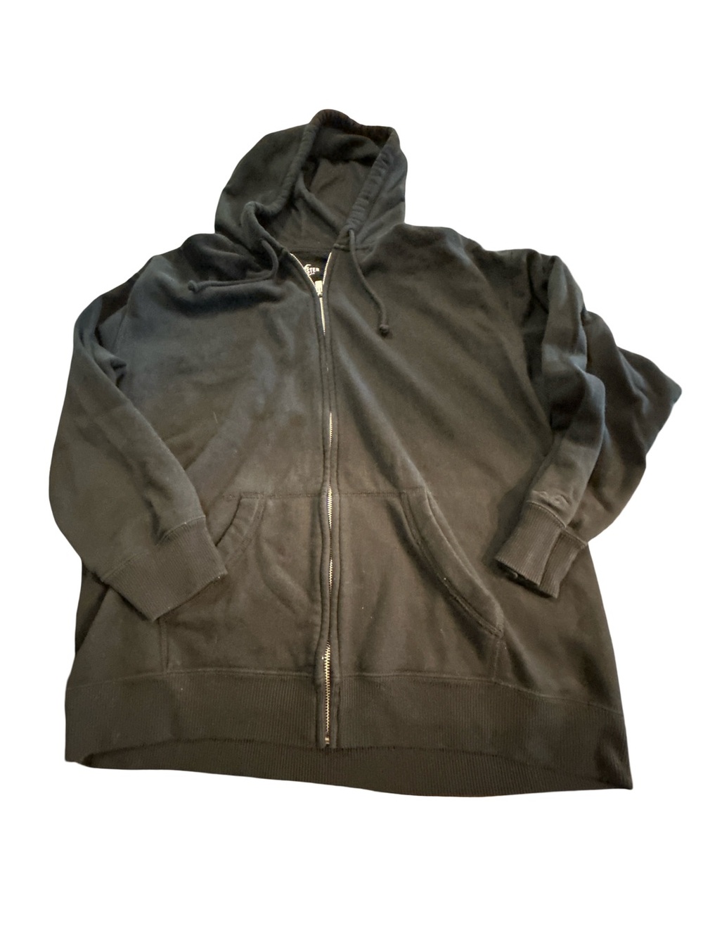 Hollister Black Gorpcore Full Zip-Up Hoodie Sweatshirt Unisex Large Comfy Skater